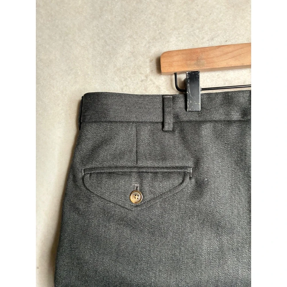 Orvis Mens 38 100% Wool Dress Pants Gray Flat Front Straight Leg USA Made
